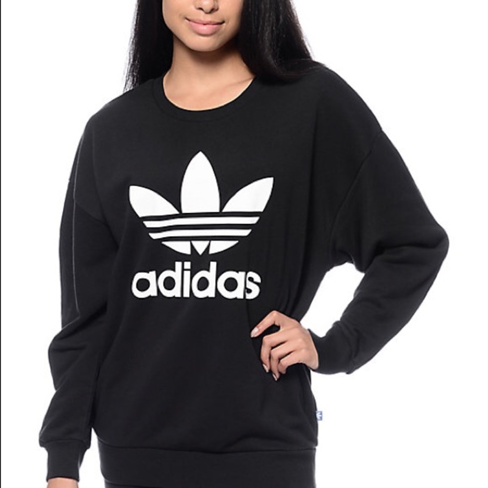 NWT ADIDAS TREFOIL BLACK CREWNECK SWEATSHIRT